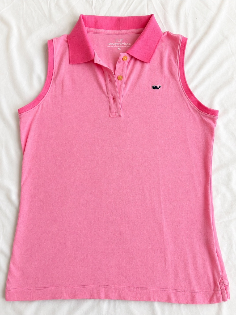 Vineyard Vines Pink Sleeveless Polo Tank with Whale Logo